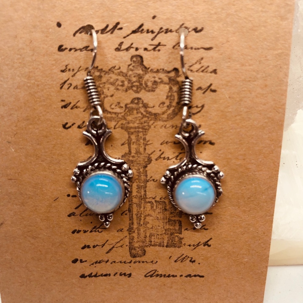 Opalite Gemstone 925 Sterling Silver Earrings